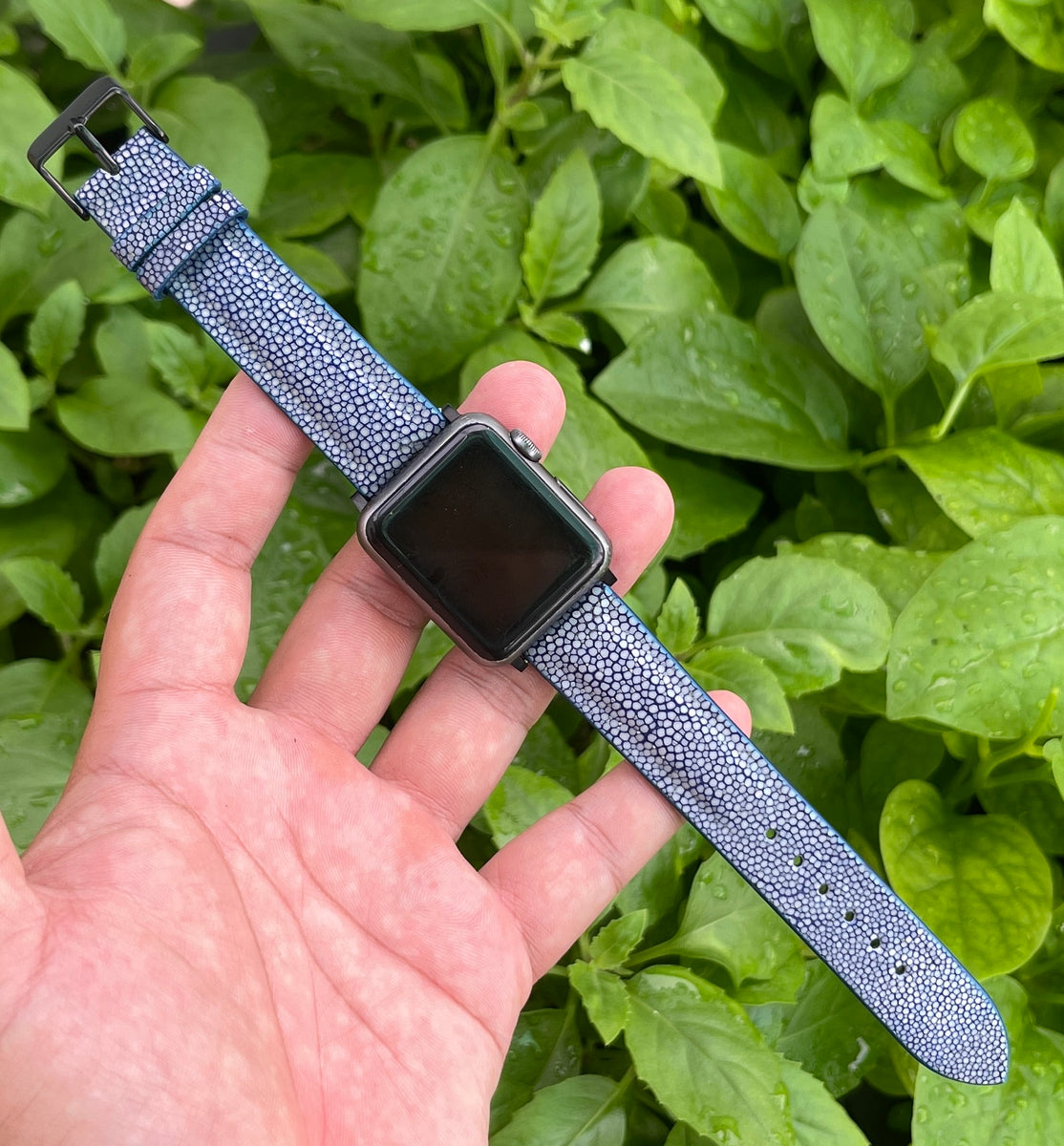 Apple watch leather band on sale blue