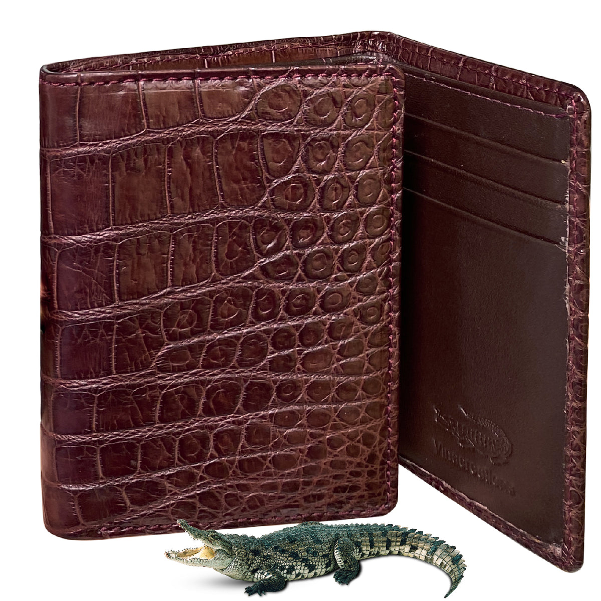 Handmade Real Alligator Crocodile Leather Trifold Wallet Vinacreations