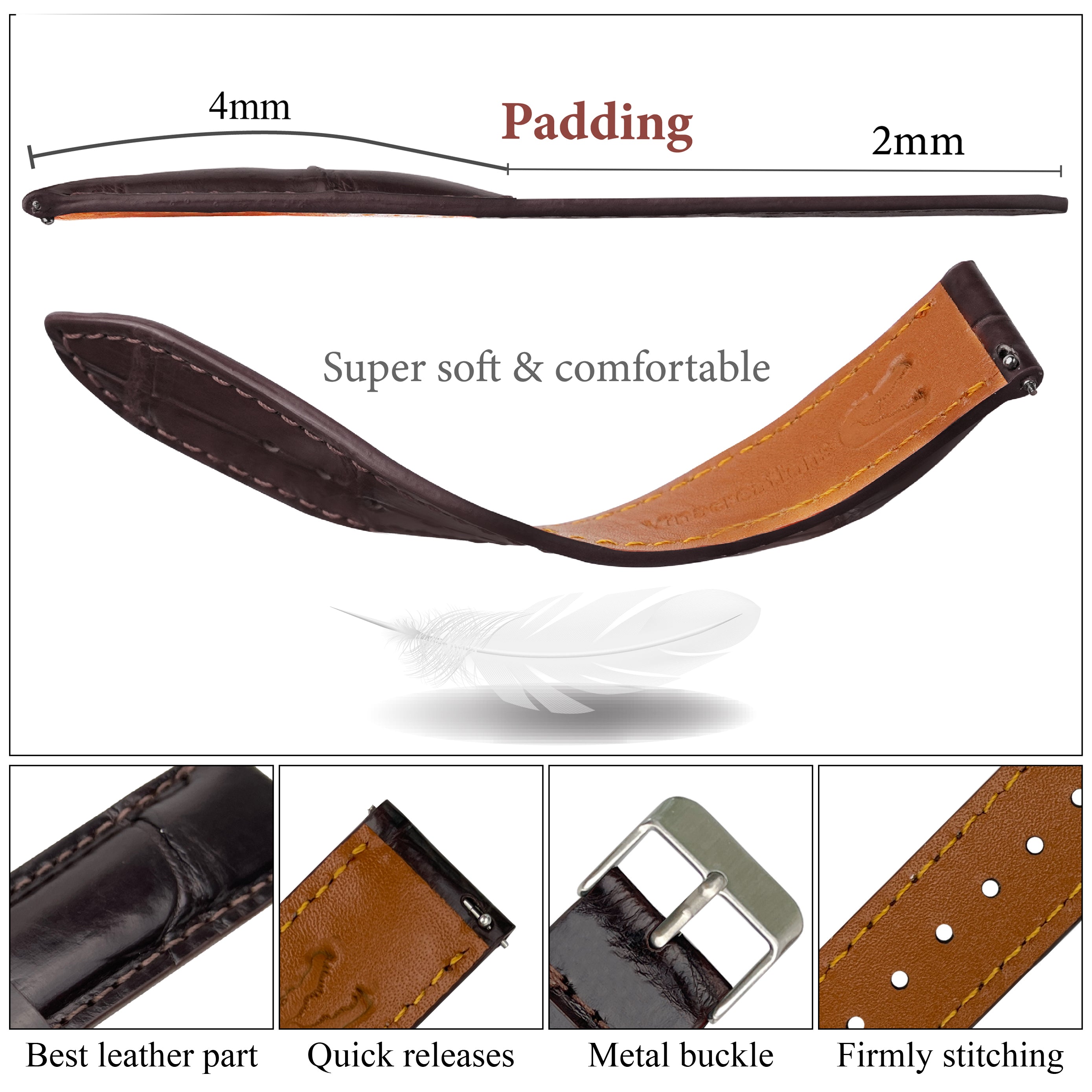 Dark Brown Alligator Leather Watch Band | DH-03