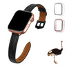 Load image into Gallery viewer, Black Flat Ostrich Leather Band Compatible Apple Watch Iwatch 41mm Screen Protector Case Elegant Vintage Replacement Strap For Smartwatch Series 7 8 Leather Handmade AW-181B-W-41MM