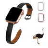 Load image into Gallery viewer, Black Flat Ostrich Leather Band Compatible Apple Watch Iwatch 40mm Screen Protector Case Silver Adapter Replacement Strap For Smartwatch Series 4 5 6 SE Leather Handmade AW-181S-W-40MM