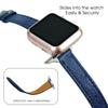 Blue Flat Ostrich Leather Band Compatible Apple Watch Iwatch 45mm Screen Protector Case Black Adapter Replacement Strap For Smartwatch Series 7 8 Leather Handmade AW-184S-W-45MM