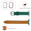 Green Flat Ostrich Leather Band Compatible Apple Watch Iwatch 40mm Screen Protector Case Silver Adapter Replacement Strap For Smartwatch Series 4 5 6 SE Leather Handmade AW-188S-W-40MM