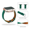 Green Flat Ostrich Leather Band Compatible Apple Watch Iwatch 45mm Screen Protector Case Silver Adapter Replacement Strap For Smartwatch Series 7 8 Leather Handmade AW-188S-W-45MM
