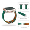 Green Flat Ostrich Leather Band Compatible Apple Watch Iwatch 40mm Screen Protector Case Silver Adapter Replacement Strap For Smartwatch Series 4 5 6 SE Leather Handmade AW-188S-W-40MM