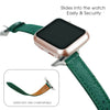 Green Flat Ostrich Leather Band Compatible Apple Watch Iwatch 38mm Screen Protector Case Silver Adapter Replacement Strap For Smartwatch Series 1 2 3 Leather Handmade AW-188S-W-38MM
