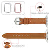 Load image into Gallery viewer, Light Brown Flat Ostrich Leather Band Compatible Apple Watch Iwatch 38mm Screen Protector Case Silver Adapter Replacement Strap For Smartwatch Series 1 2 3 Leather Handmade AW-186S-W-38MM