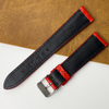 Bright Red Alligator Leather White Stitching Watch Strap For Men