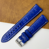Unique White Hand-stitching Blue Alligator Leather Watch Band For Men