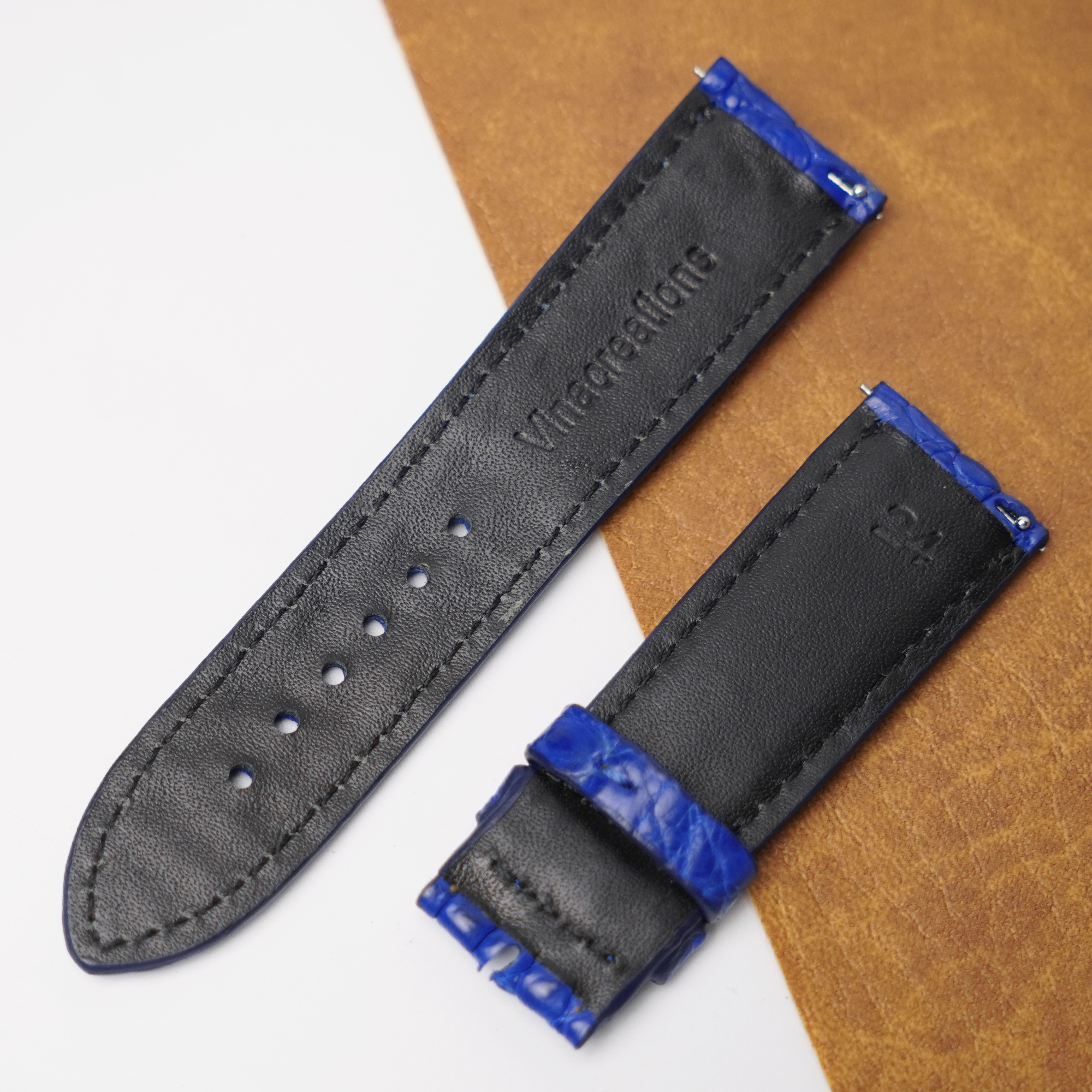 24mm Blue Unique Pattern Alligator Leather Watch Band For Men DH-50Q