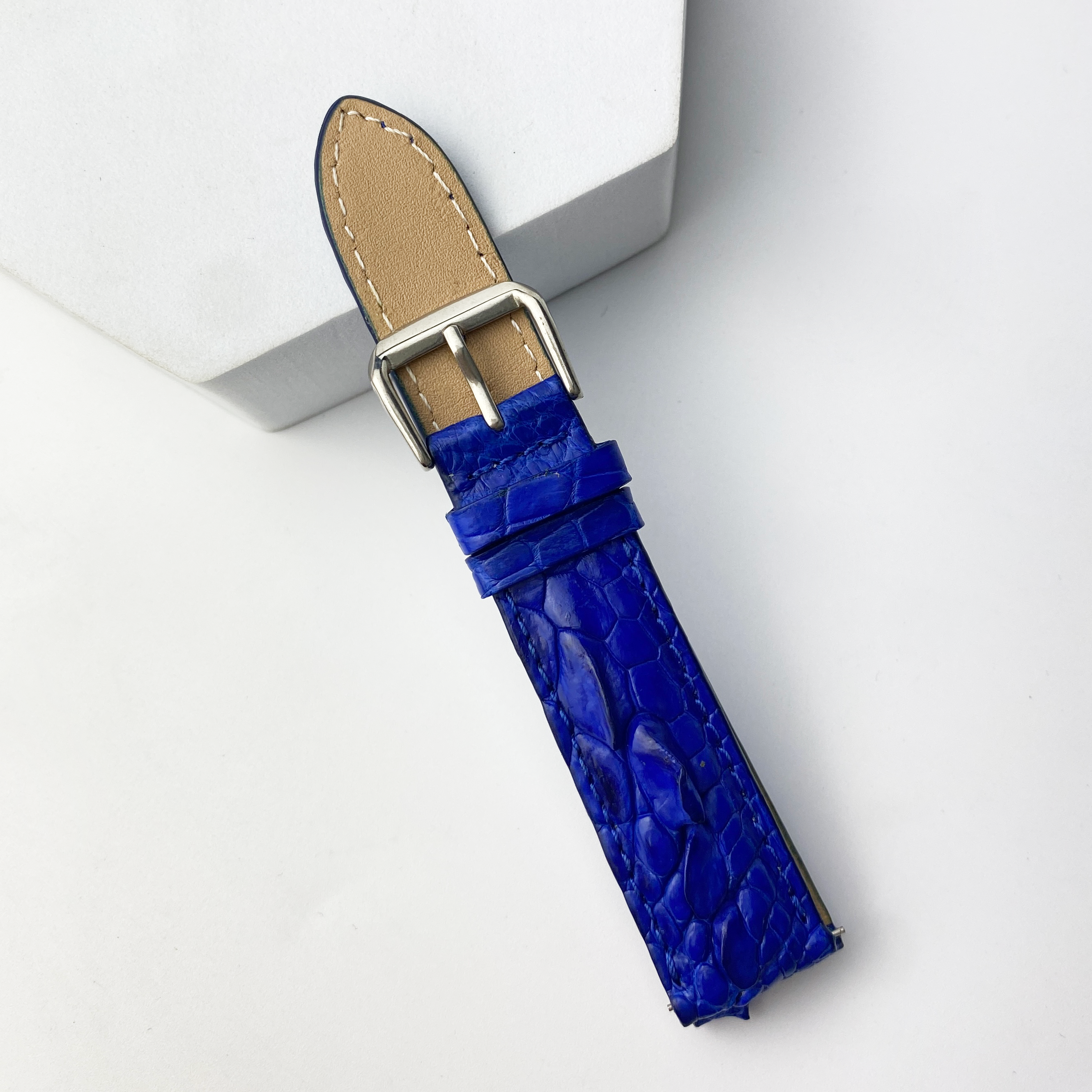 blue alligator leather watch strap for men