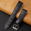 Flat Black Alligator Leather Watch Band