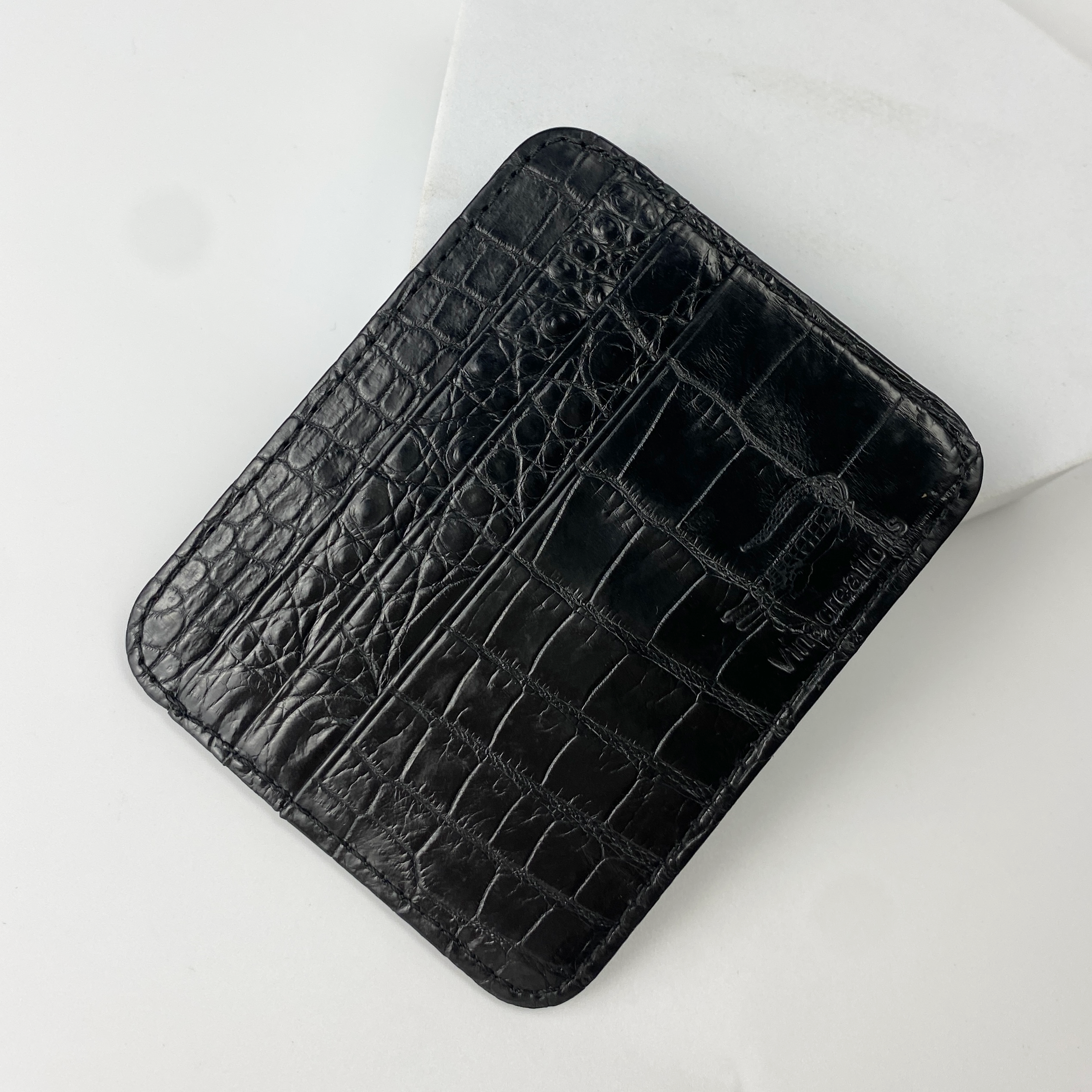 Black Alligator Leather Credit Card Holder | RFID Blocking | BLACK-CARD-11