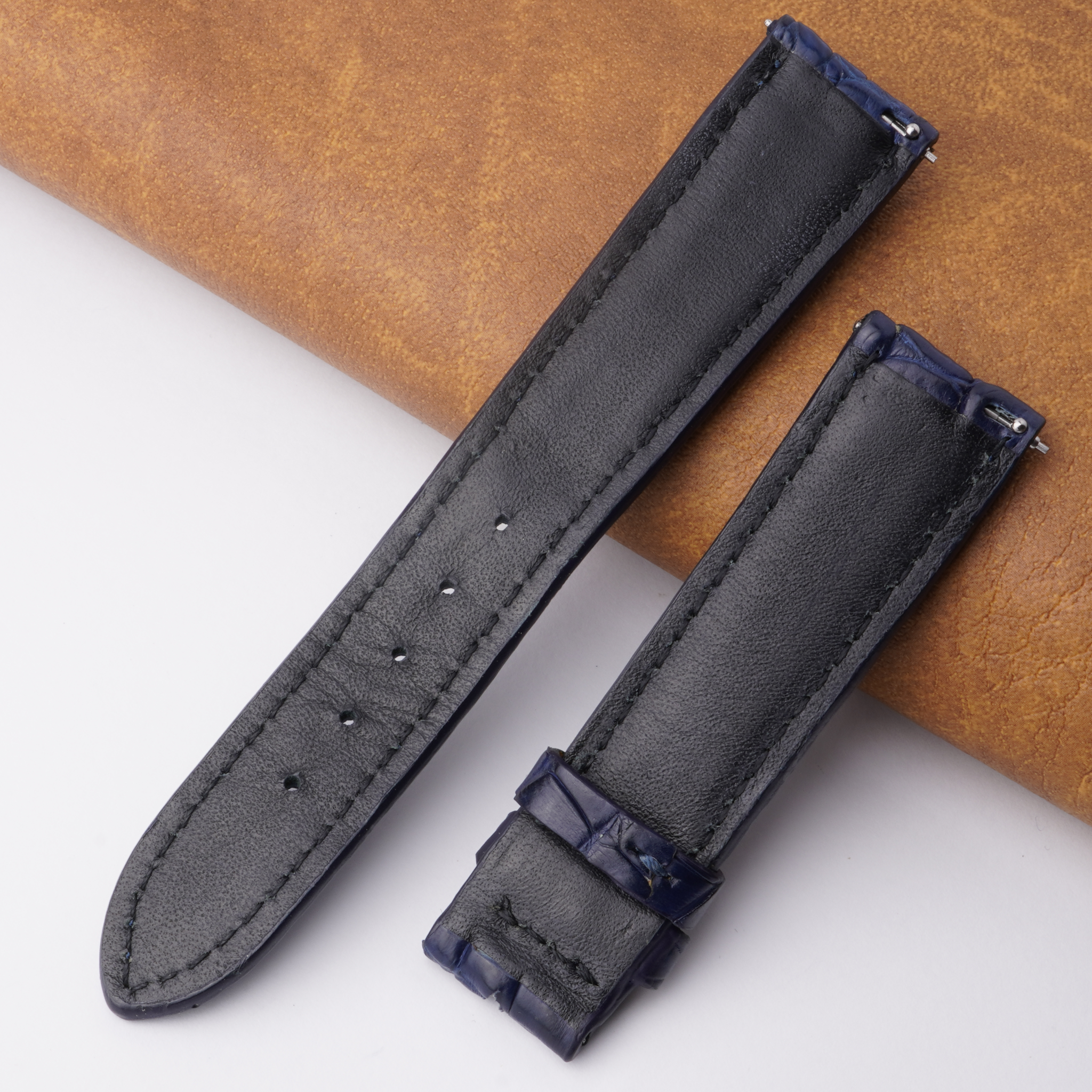 20mm Blue Unique Pattern Alligator Leather Watch Band For Men DH-04B