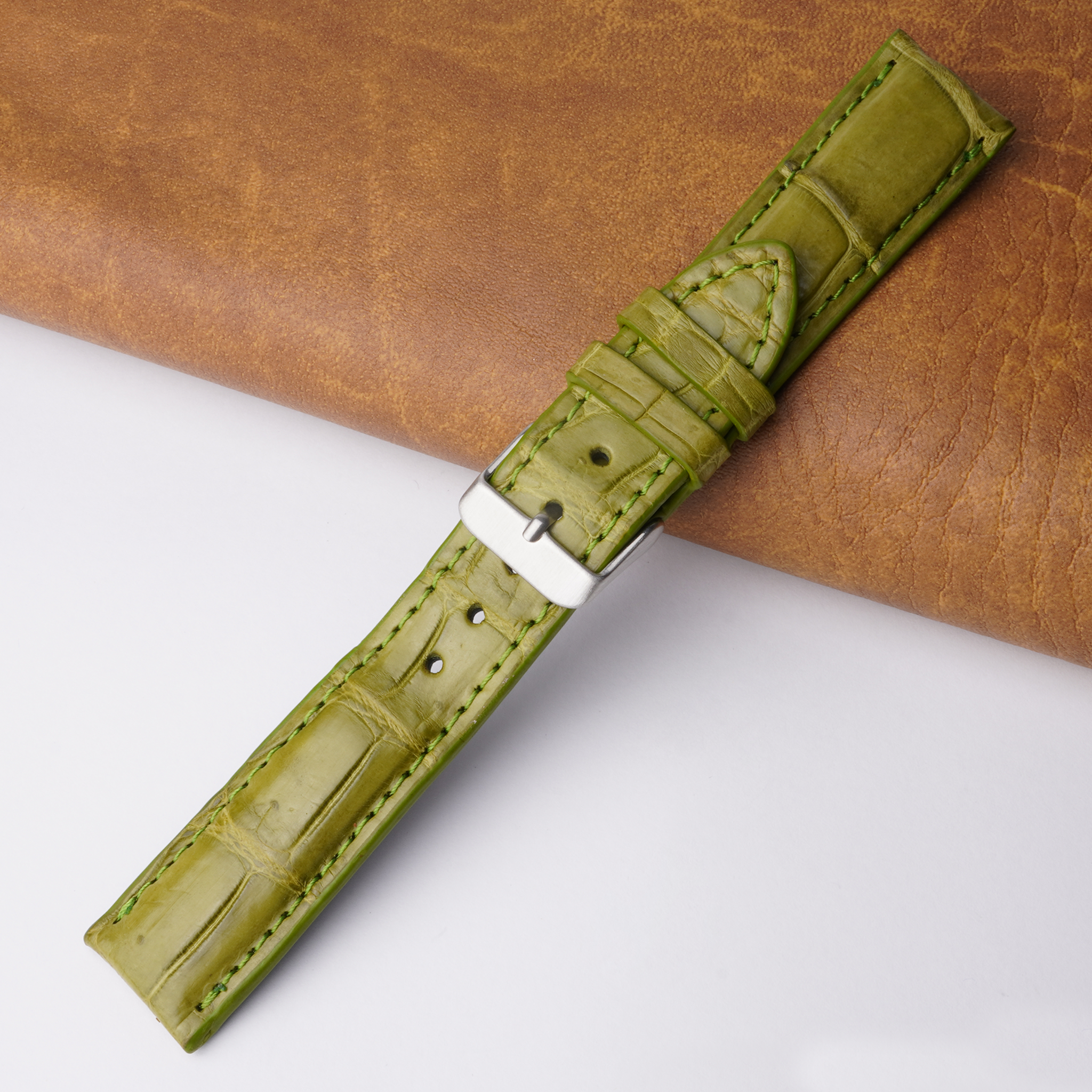 20mm Green Unique Pattern Alligator Leather Watch Band For Men DH-200C