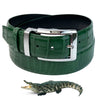 Load image into Gallery viewer, Handmade Green Alligator Belt Men&#39;s - Crocodile Skin Belly Belt 1.5&quot; - Pin Buckle