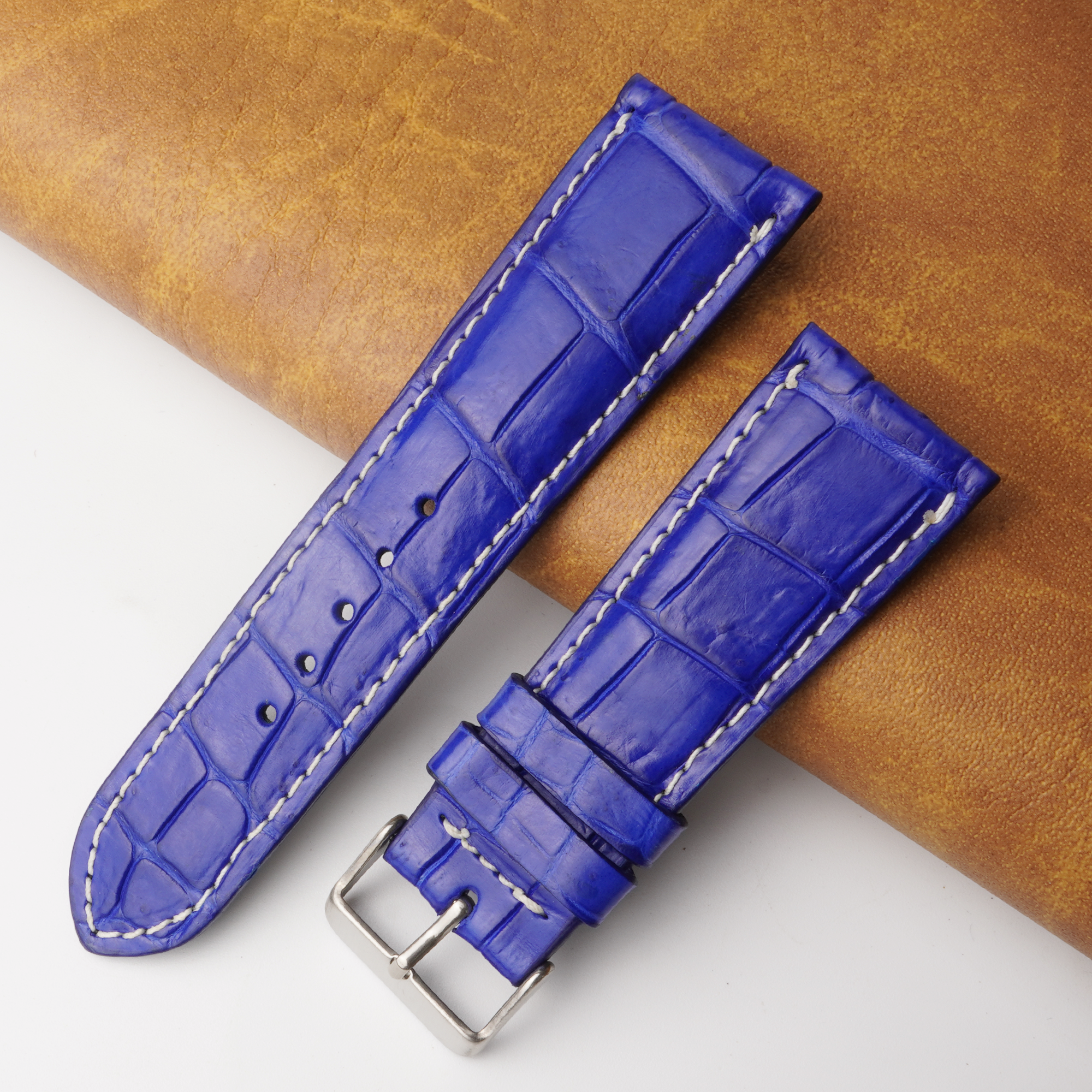 26mm Blue Unique Pattern Alligator Leather Watch Band For Men DH-159E