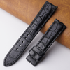 20mm Black Unique Pattern Alligator Leather Watch Band For Men DH-01A