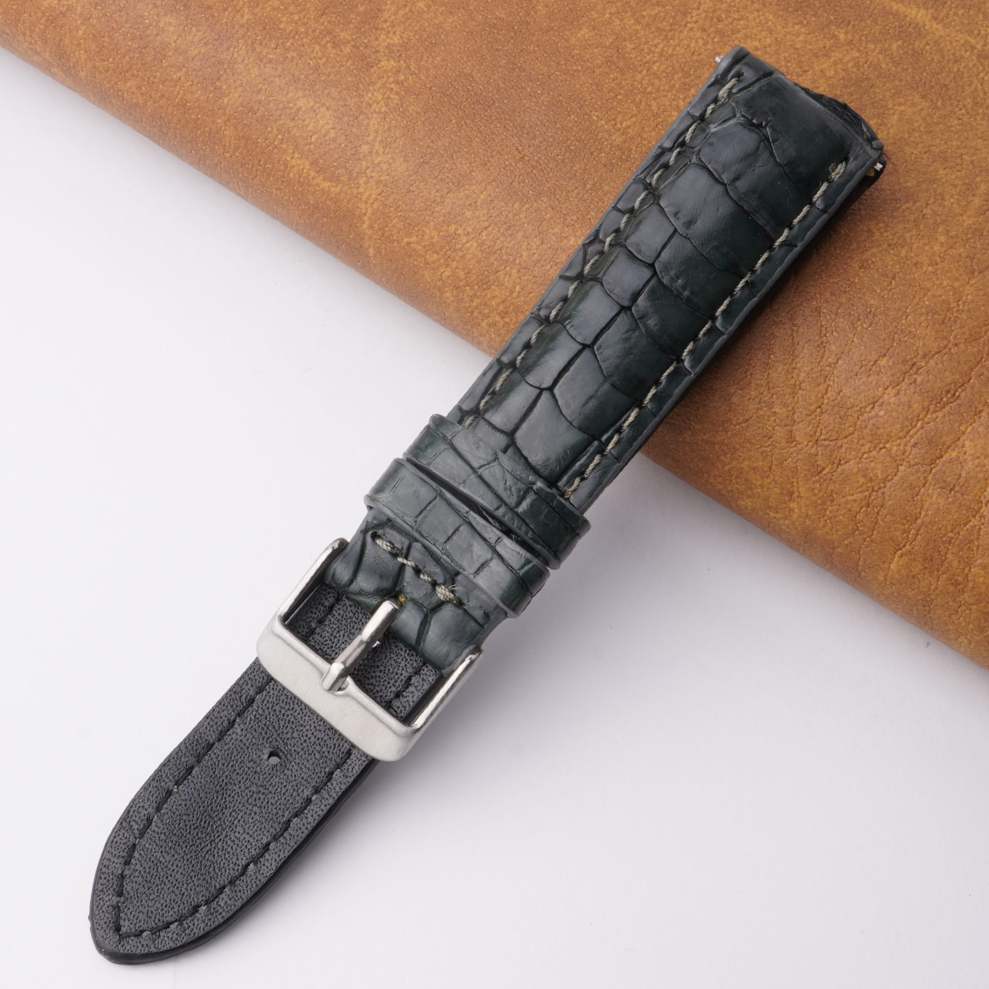 20mm Grey Unique Pattern Alligator Leather Watch Band For Men DH-02B