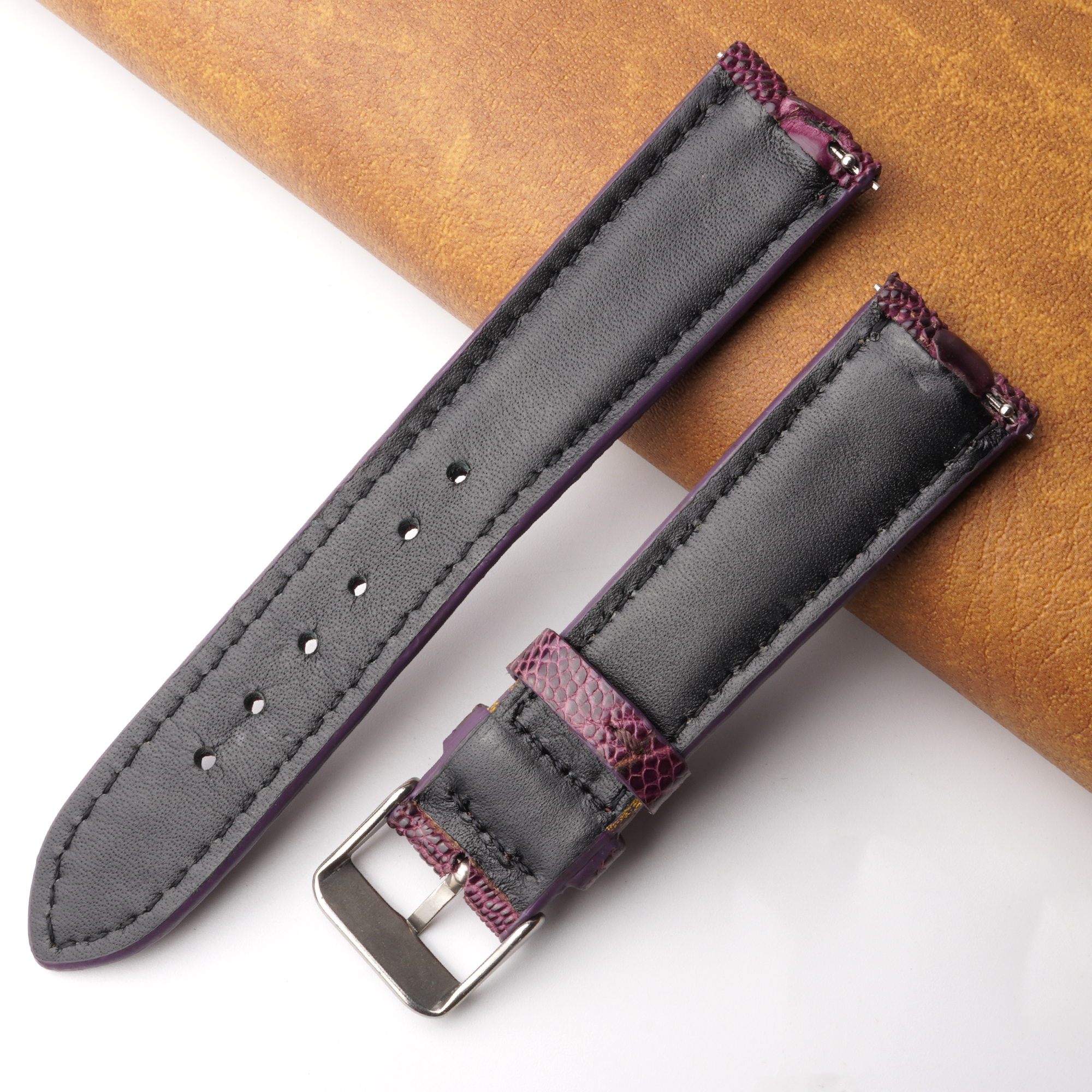 20mm Purple Unique Ostrich Leather Watch Band For Men | DH-170G