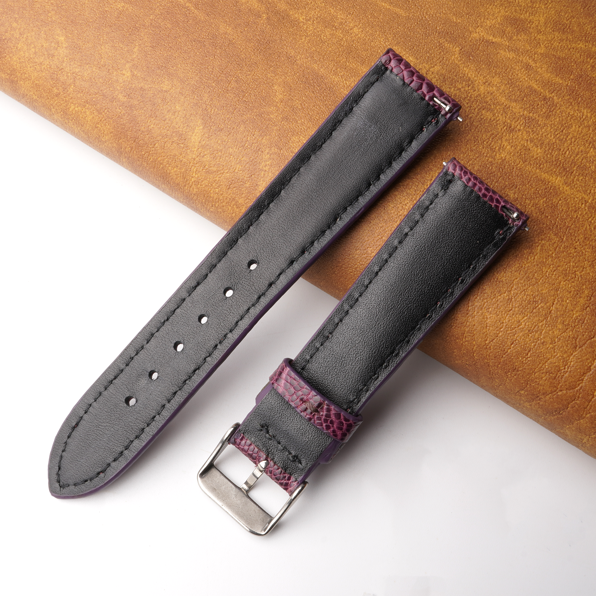 20mm Purple Unique Ostrich Leather Watch Band For Men | DH-170C