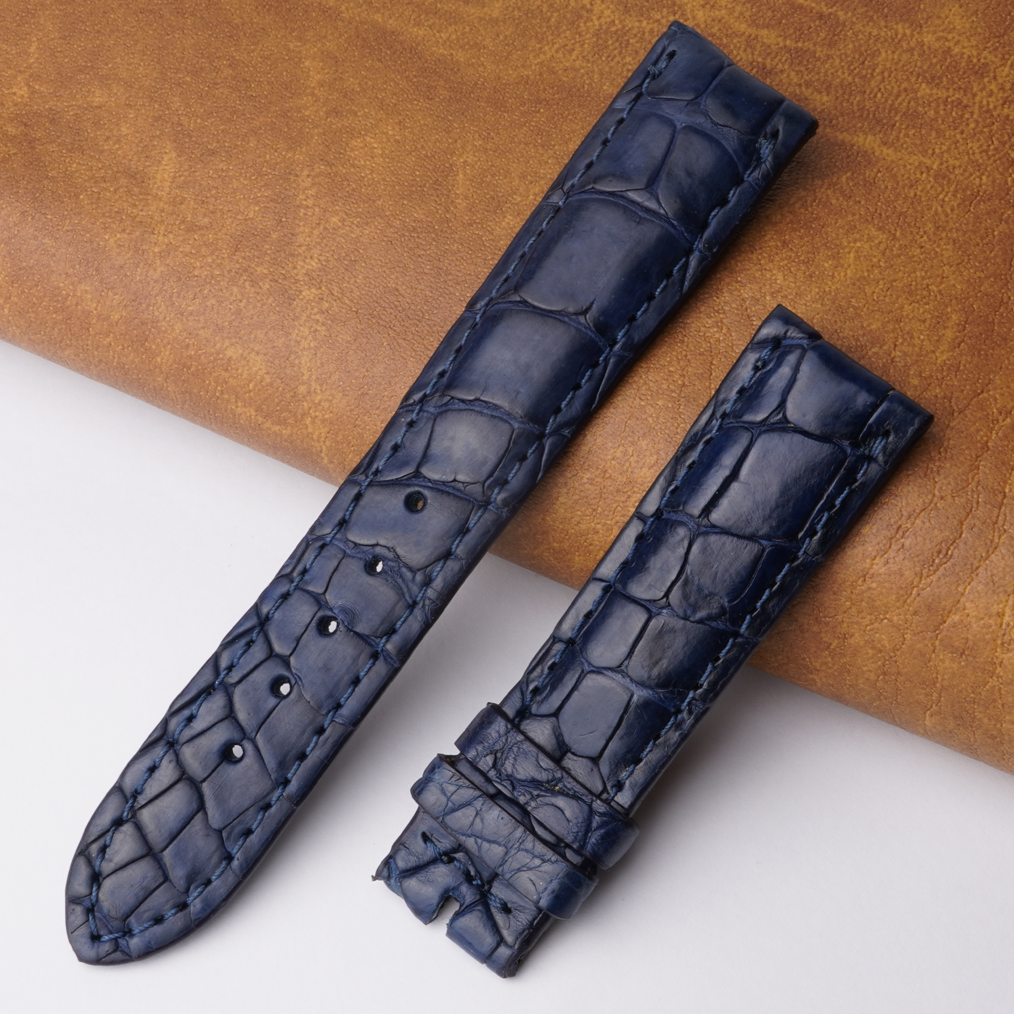 20mm Blue Unique Pattern Alligator Leather Watch Band For Men DH-04A