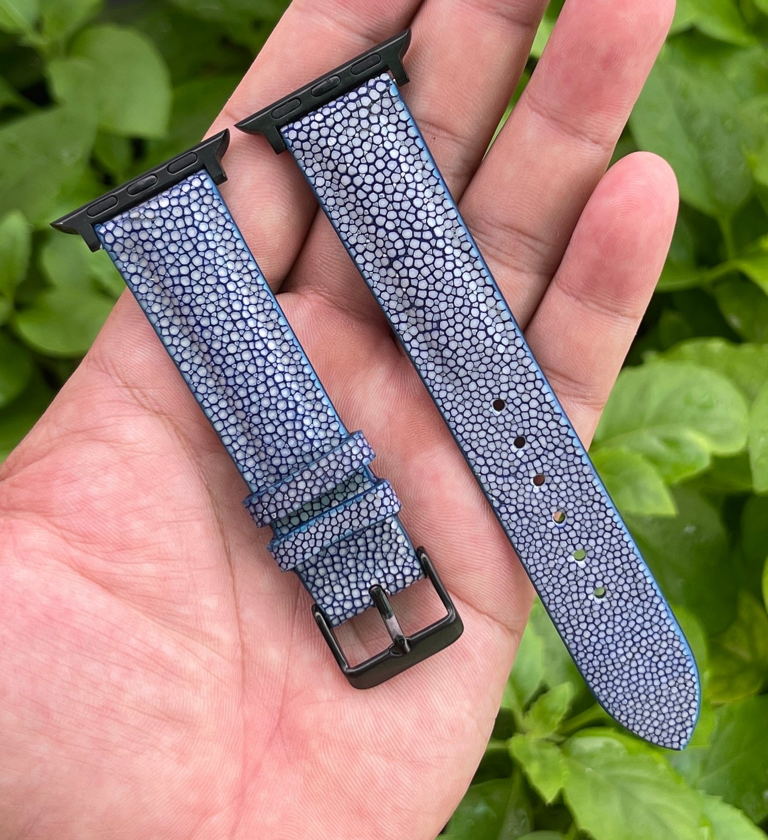 Blue Stingray Leather Watch Band Compatible with Apple Watch