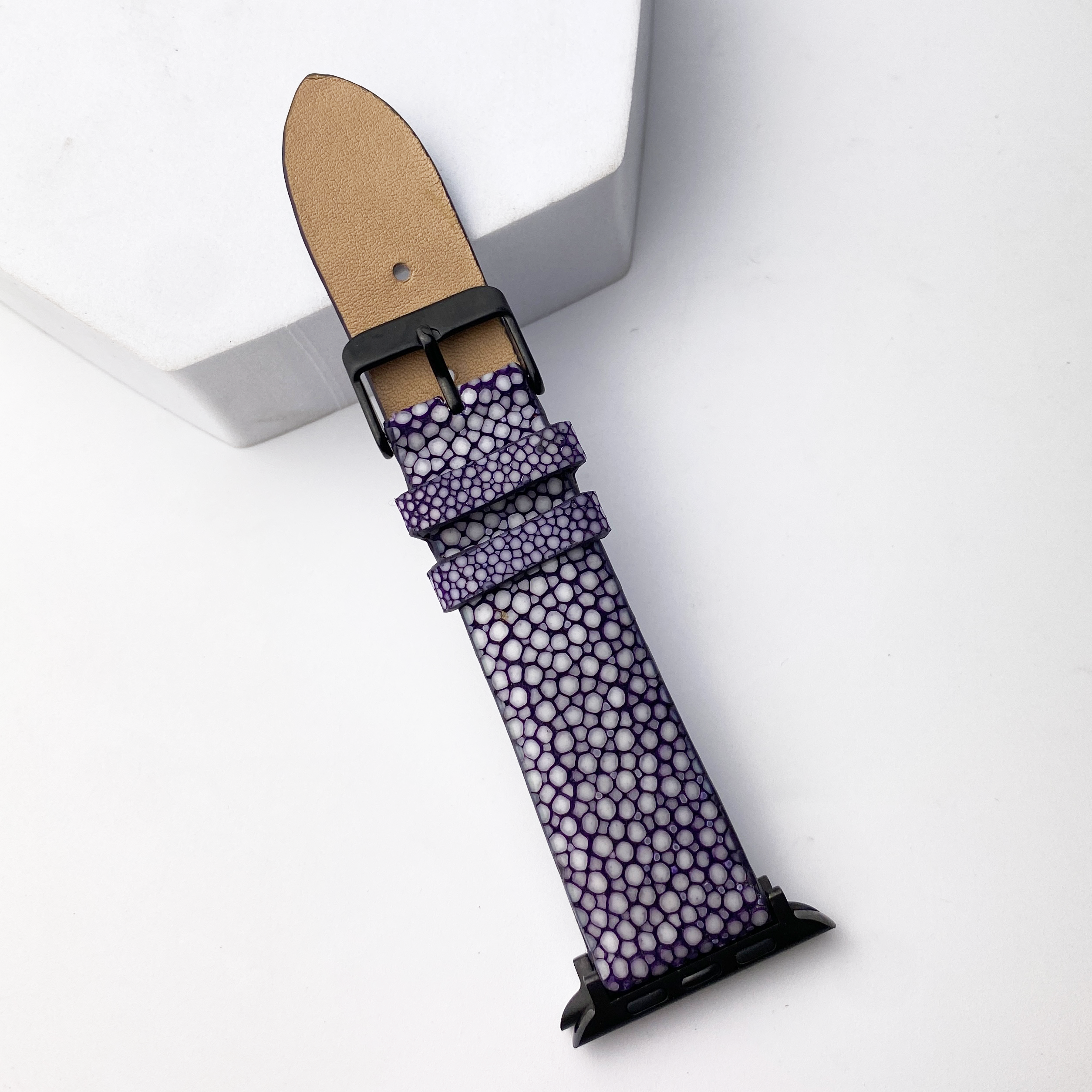 Purple Stingray Leather Watch Band Compatible with Apple Watch