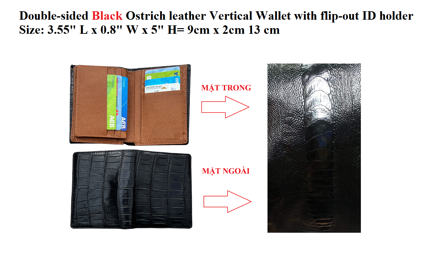 Custom Double Side Ostrich Vertical Wallet for Stuart