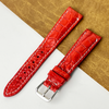 Bright Red White Stiching Unique Pattern Alligator Leather Watch Band