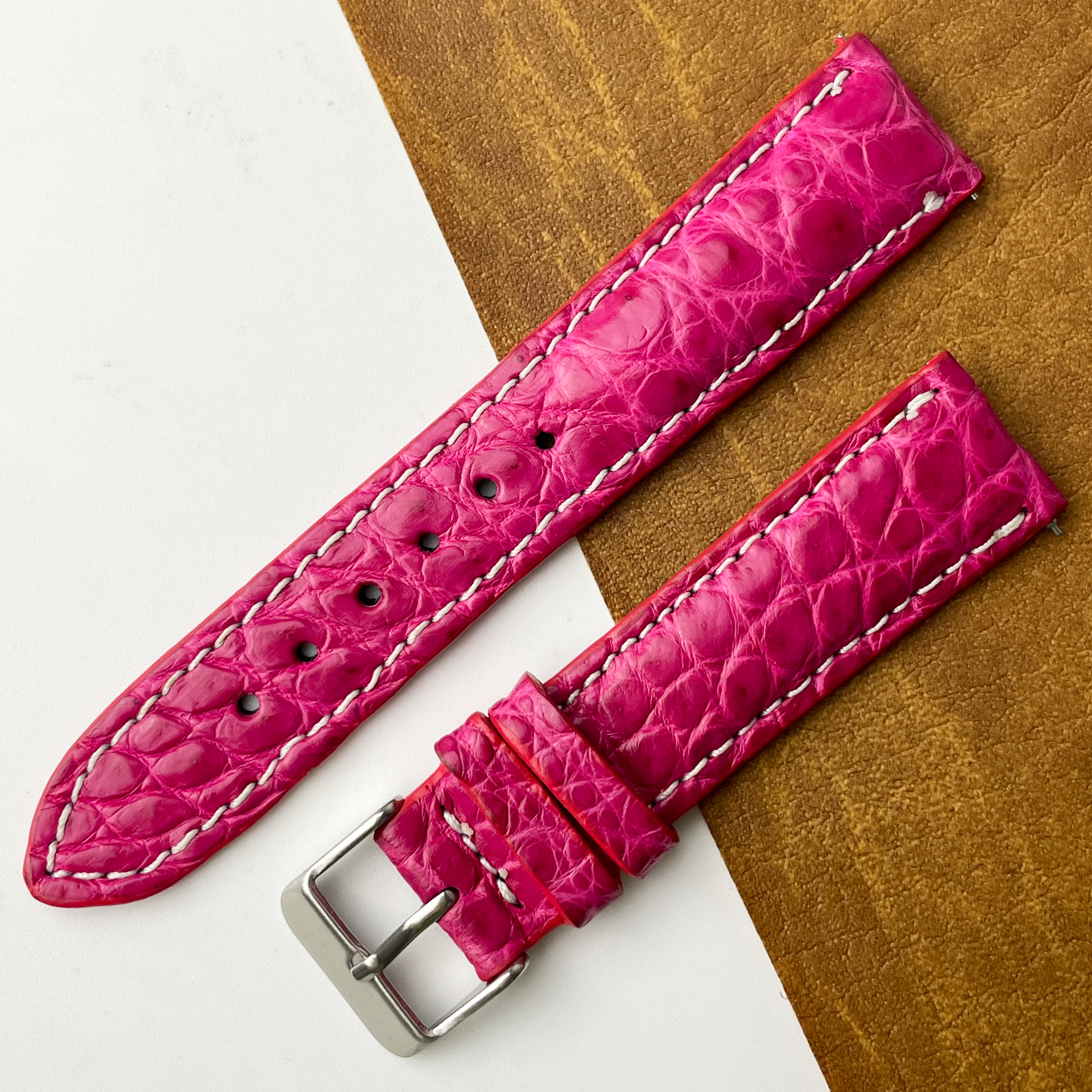 20mm Pink Unique Texture Alligator Watch Band For Men DH-226B