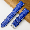 Load image into Gallery viewer, Blue Unique White Stitching Pattern Alligator Leather Watch Band For Men