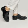 Load image into Gallery viewer, Black Crocodile Leather Lace Up Penny Loafer| Alligator Mens Designer Loafers | SH61G
