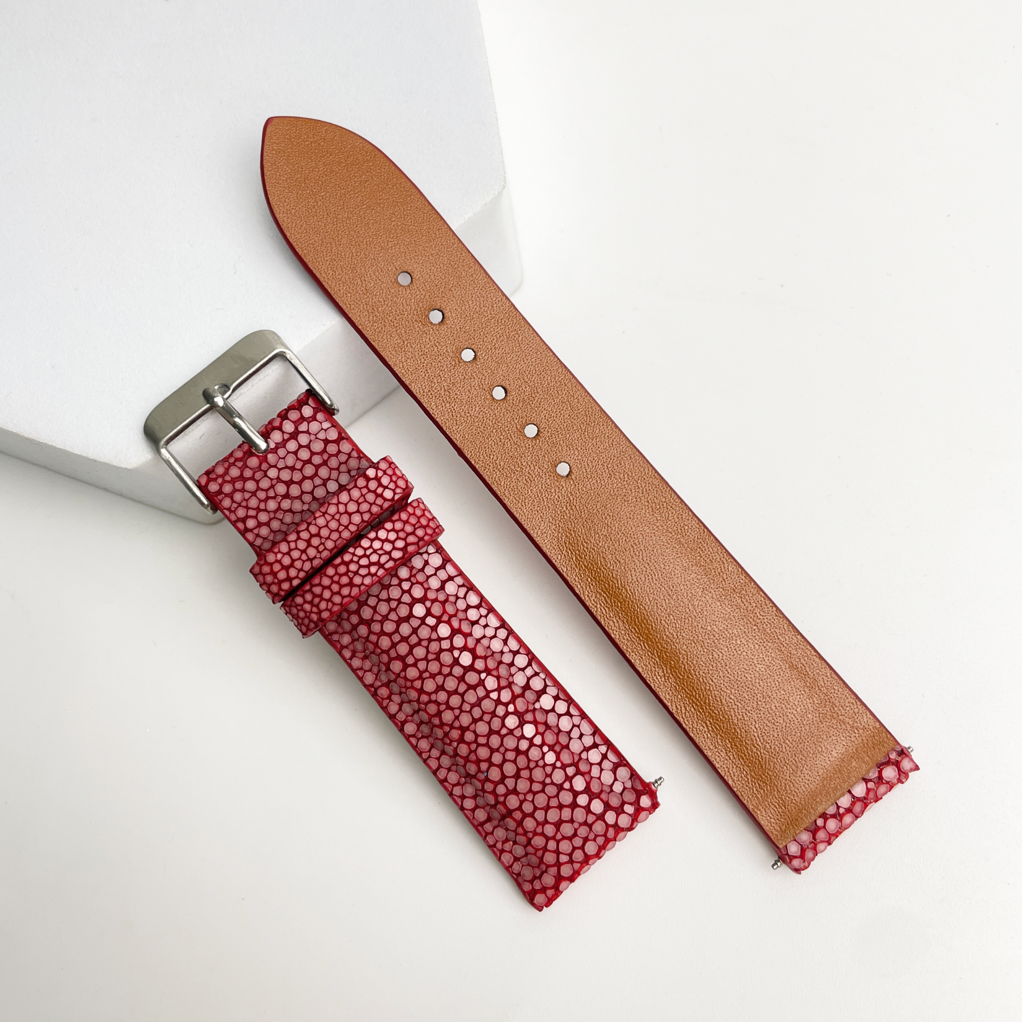 Red Stingray Leather Watch Band For Men Replacement Wristwatch Strap | DH-69
