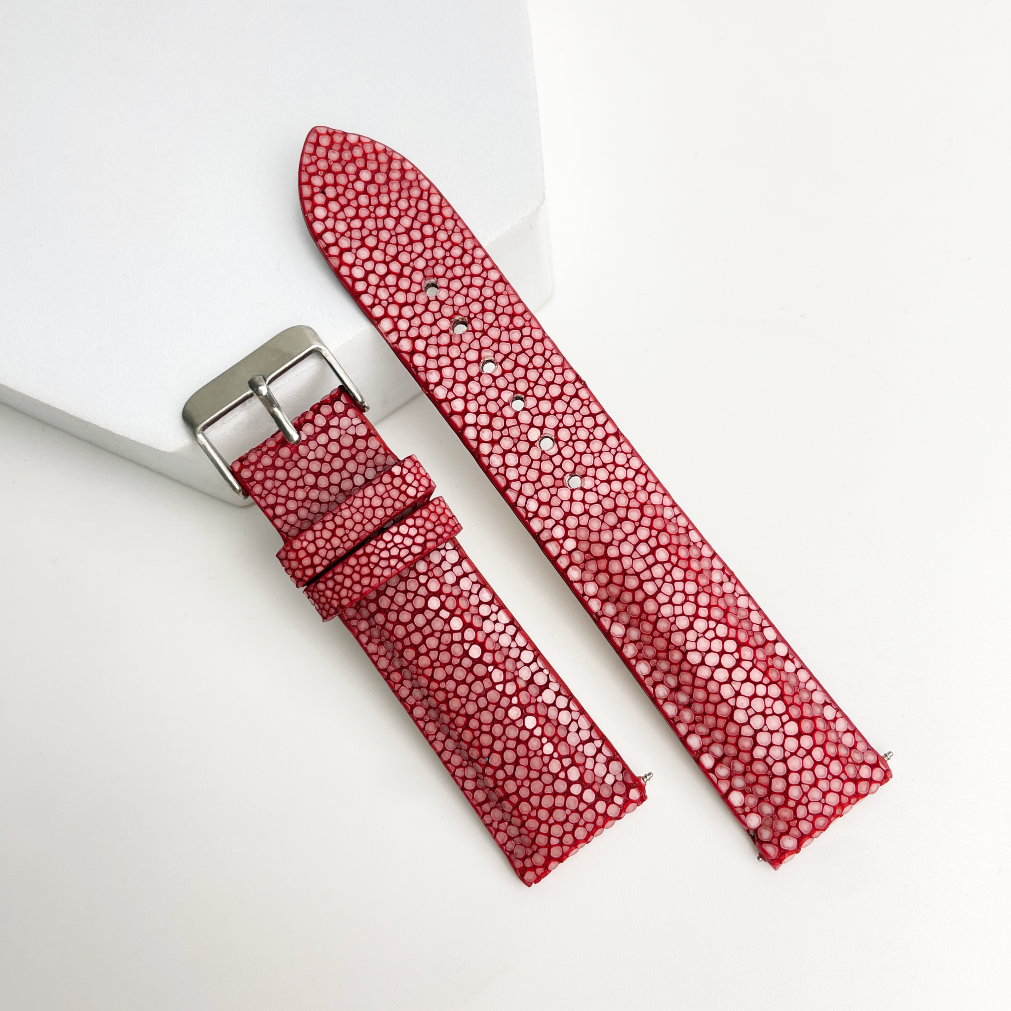 Red Stingray Leather Watch Band For Men Replacement Wristwatch Strap | DH-69