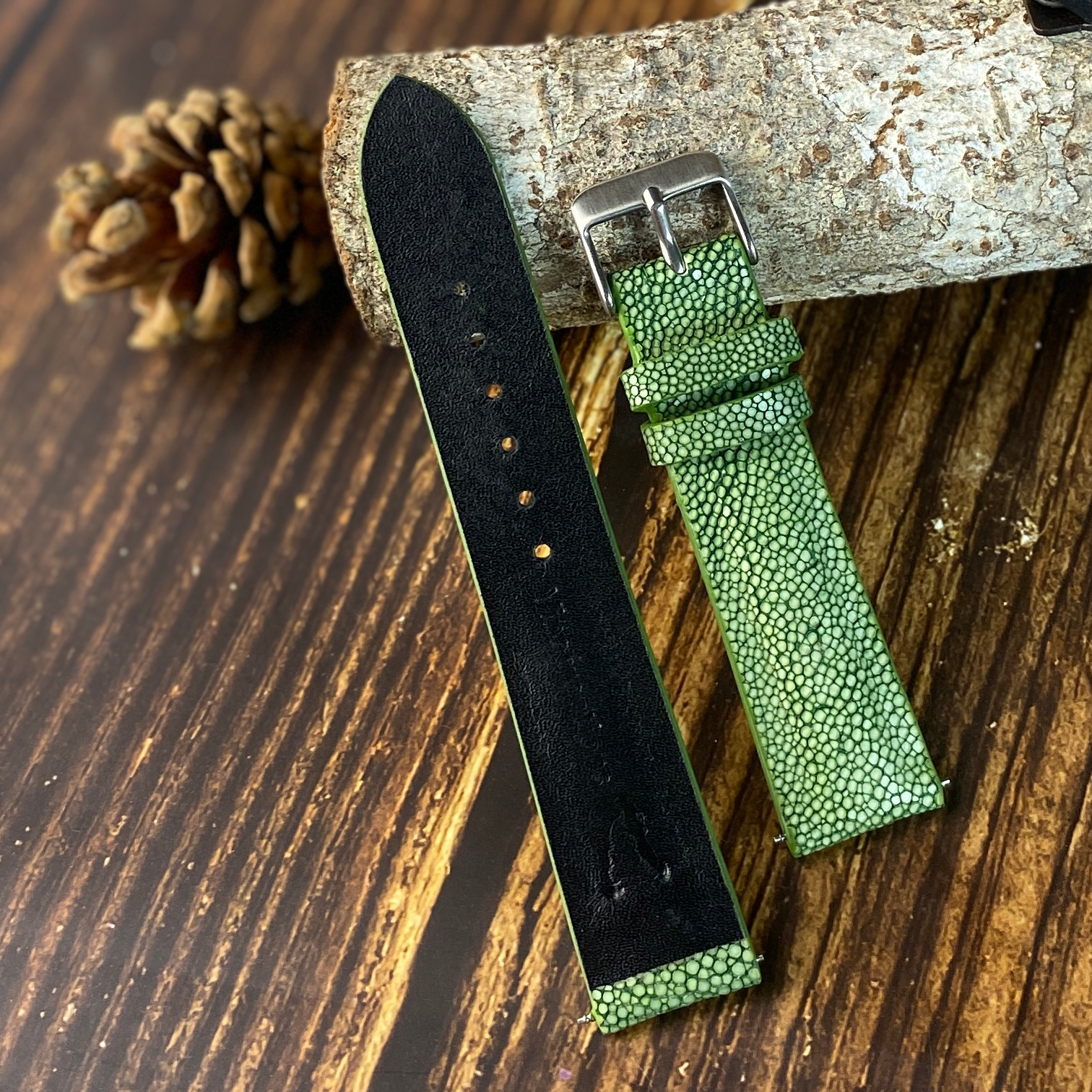 Green Stingray Leather Watch Band