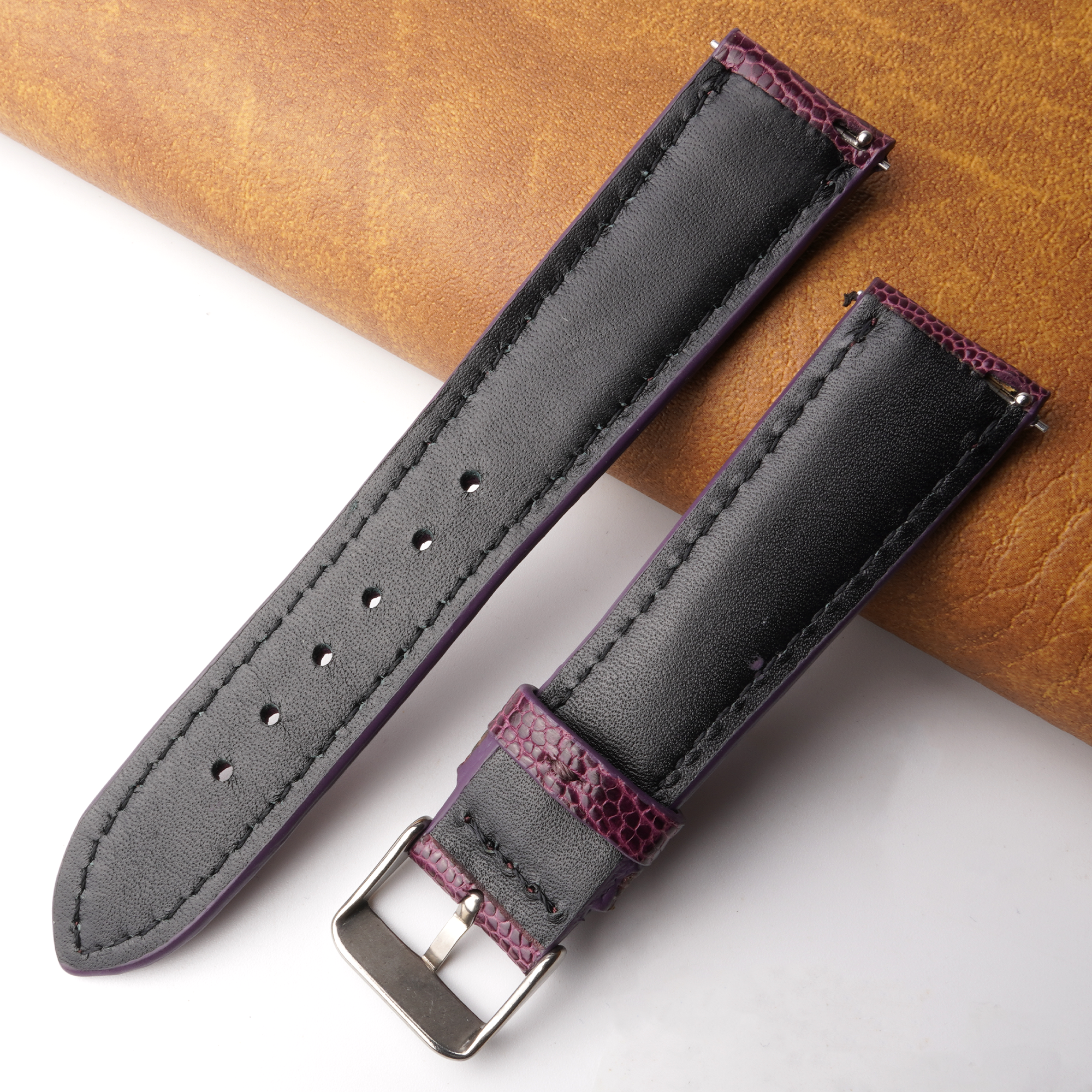 20mm Purple Unique Ostrich Leather Watch Band For Men | DH-170H