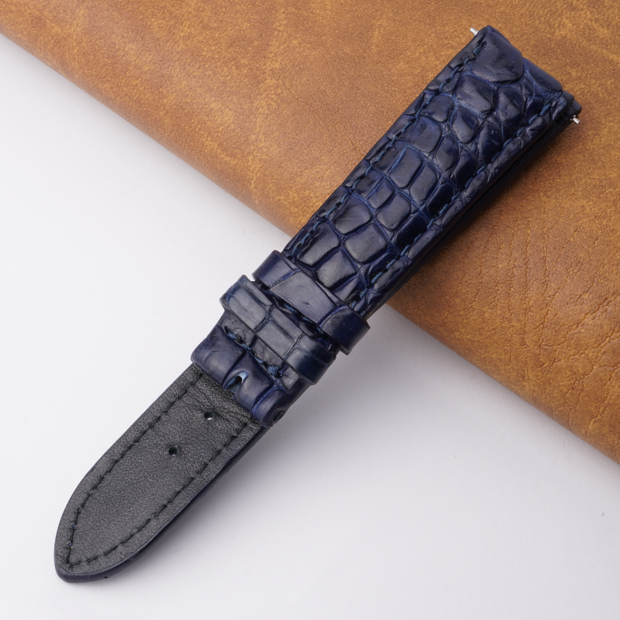 20mm Blue Unique Pattern Alligator Leather Watch Band For Men DH-04B
