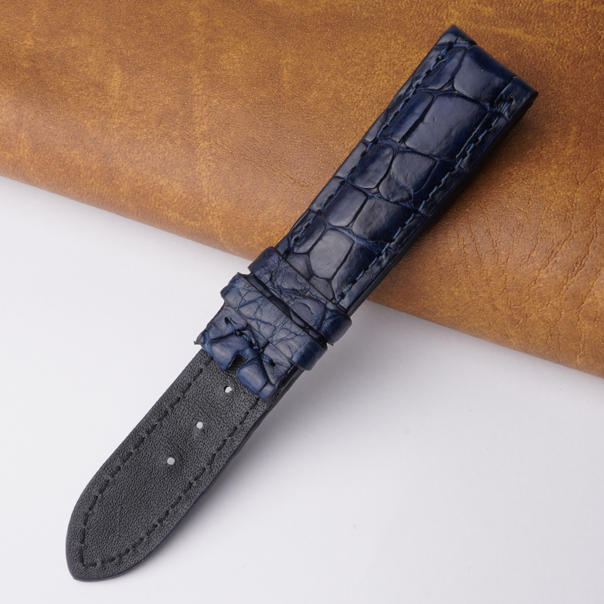 20mm Blue Unique Pattern Alligator Leather Watch Band For Men DH-04A