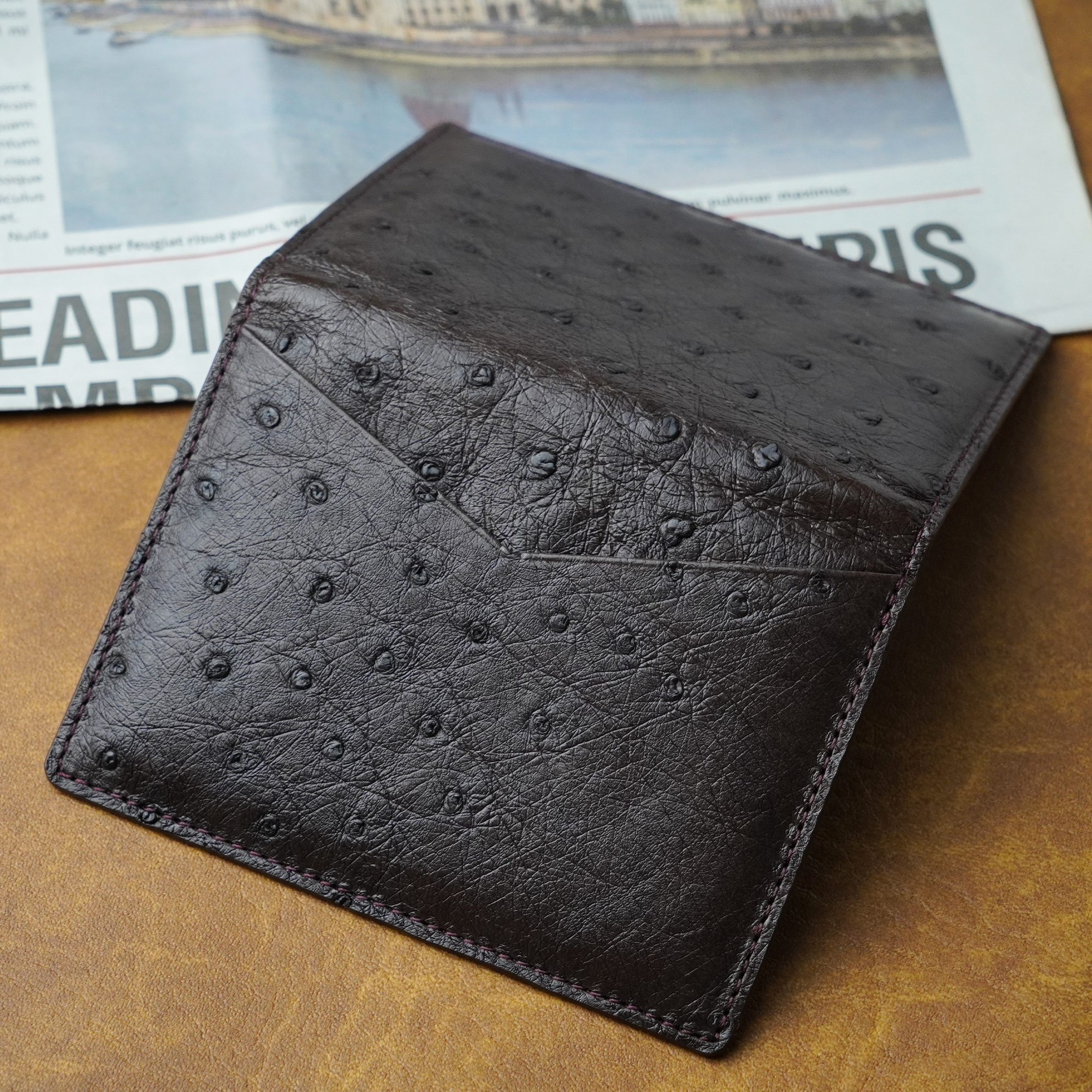 Brown Double Side Ostrich Leather Credit Card Holder | RFID Blocking | CARDOS-03