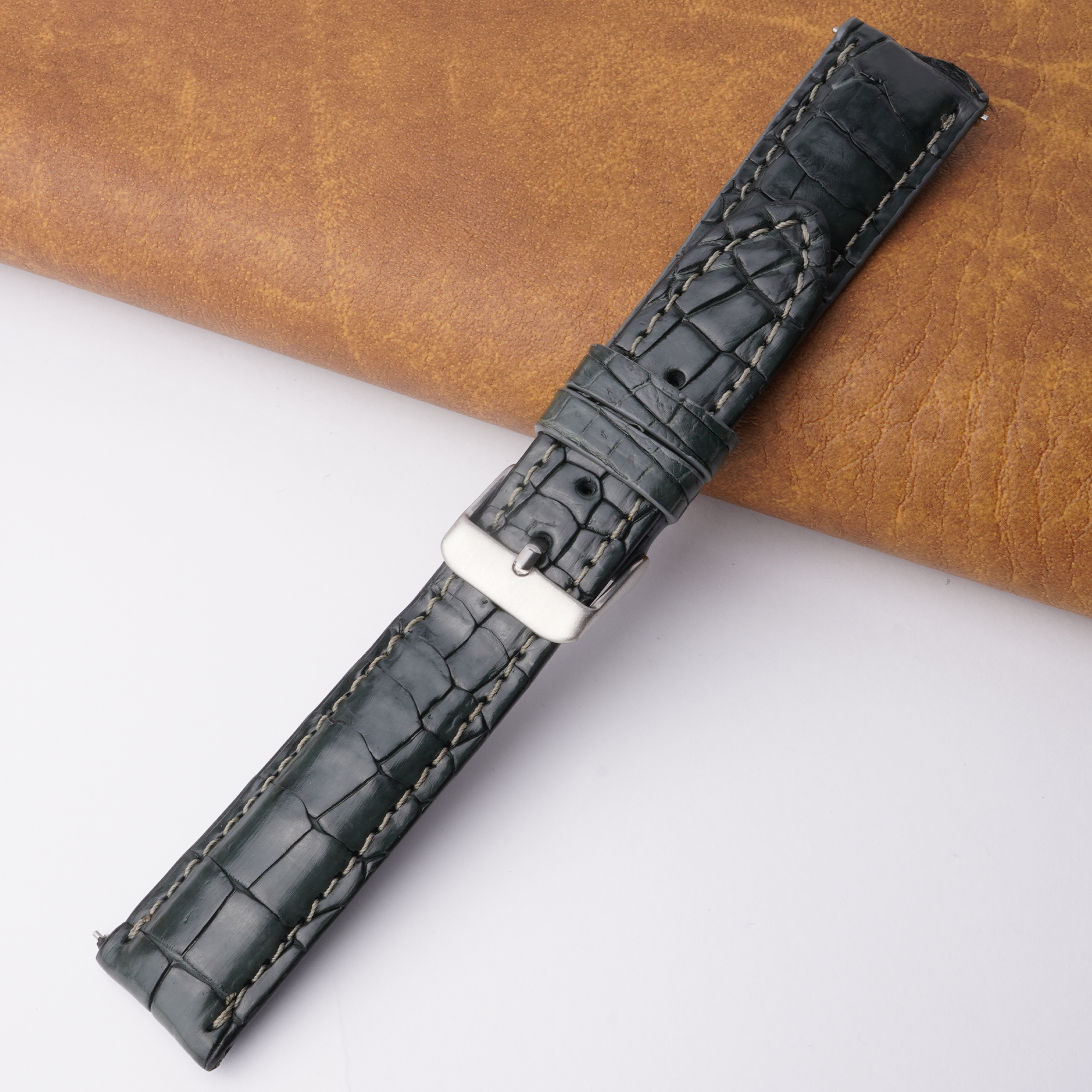 20mm Grey Unique Pattern Alligator Leather Watch Band For Men DH-02B