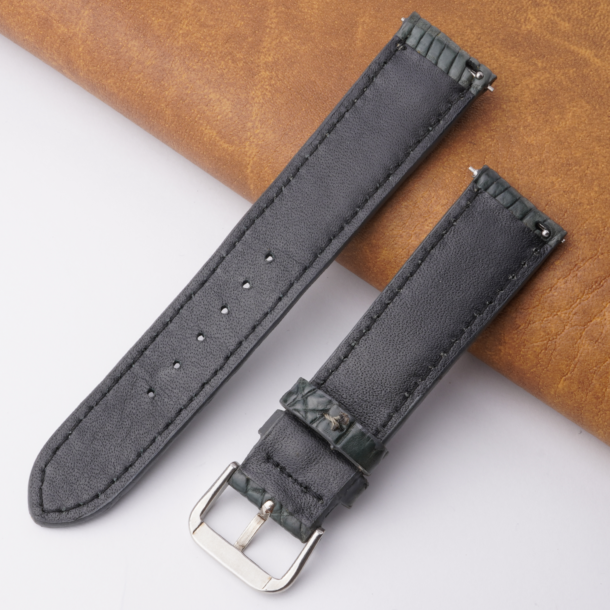 20mm Grey Unique Pattern Alligator Leather Watch Band For Men DH-02C