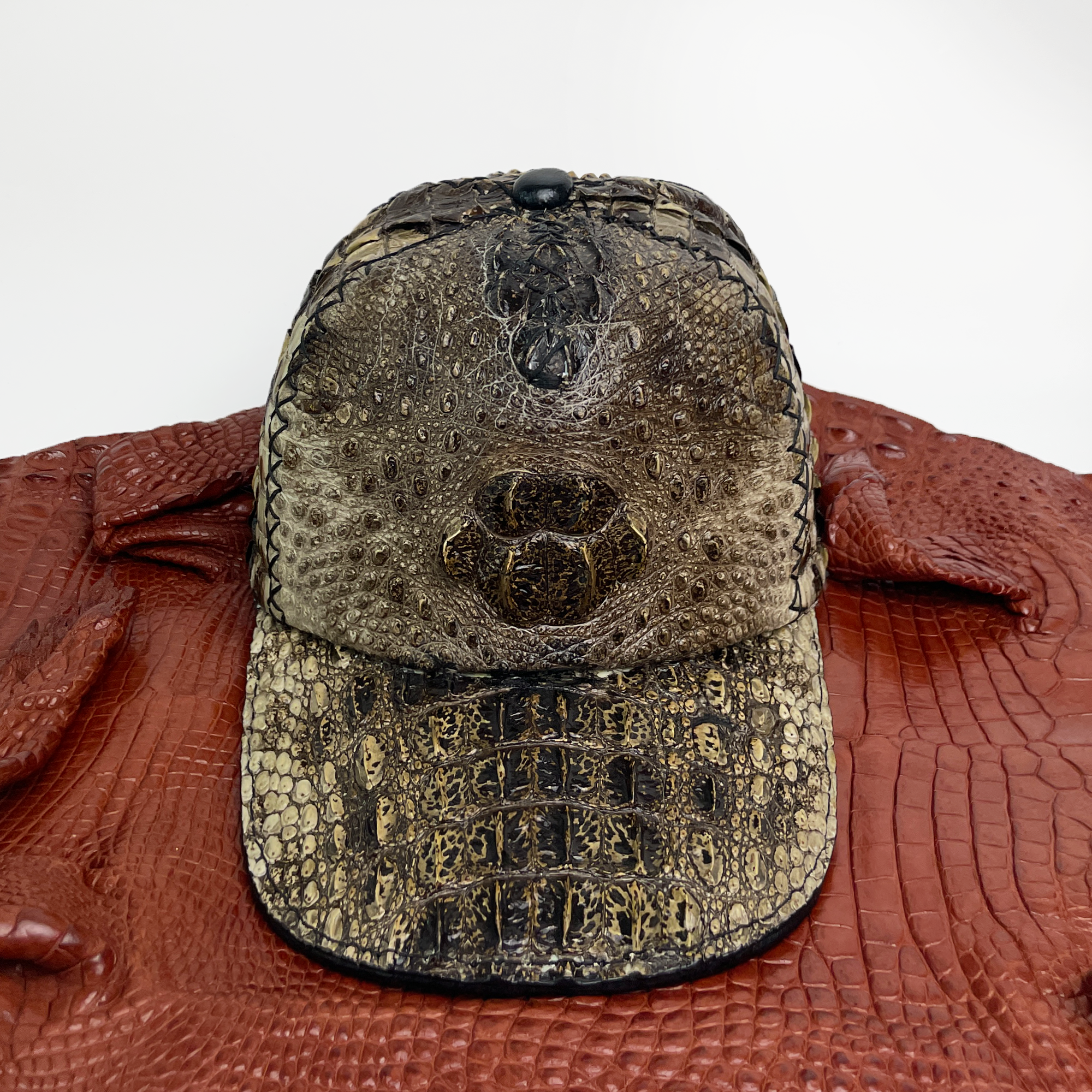 Mens Alligator Leather Baseball Cap - Fashionable Exotic Adjustable Outdoor Baseball Cap | HAT-TUOI-05