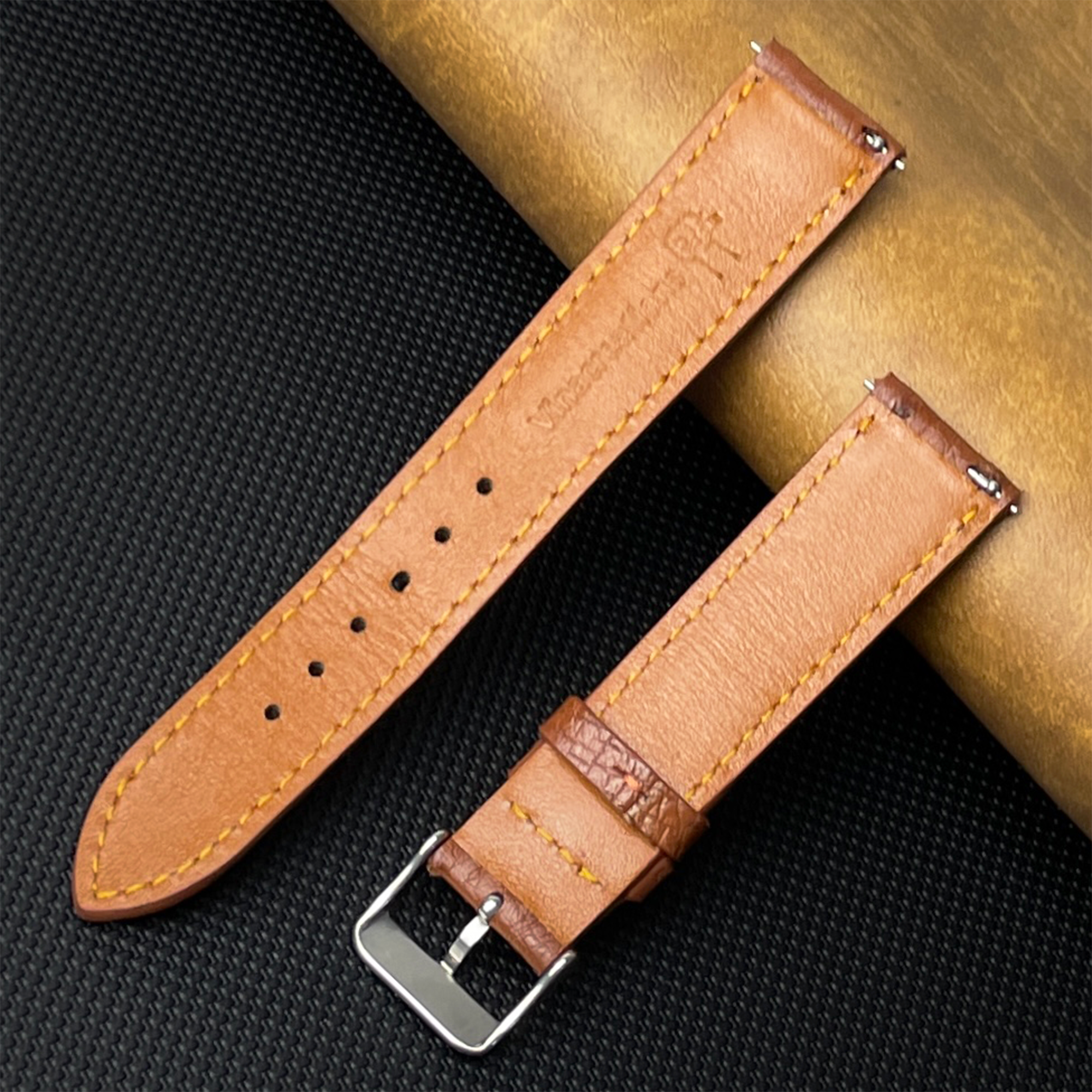 Brown Ostrich Leather Watch Strap Quick Release Replacement Wrist Watch Band