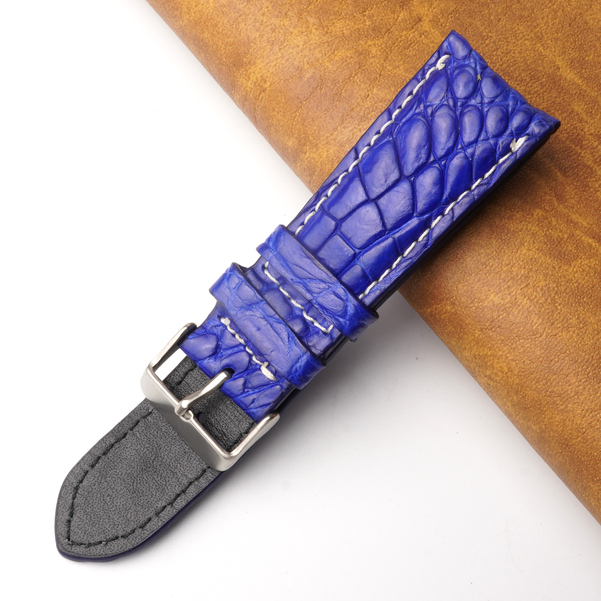 26mm Blue Unique Pattern Alligator Leather Watch Band For Men DH-159G