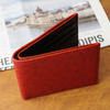 Red Black Double Side Ostrich Leather Bifold Handmade Wallet RFID Blocking | VINAMOS-71