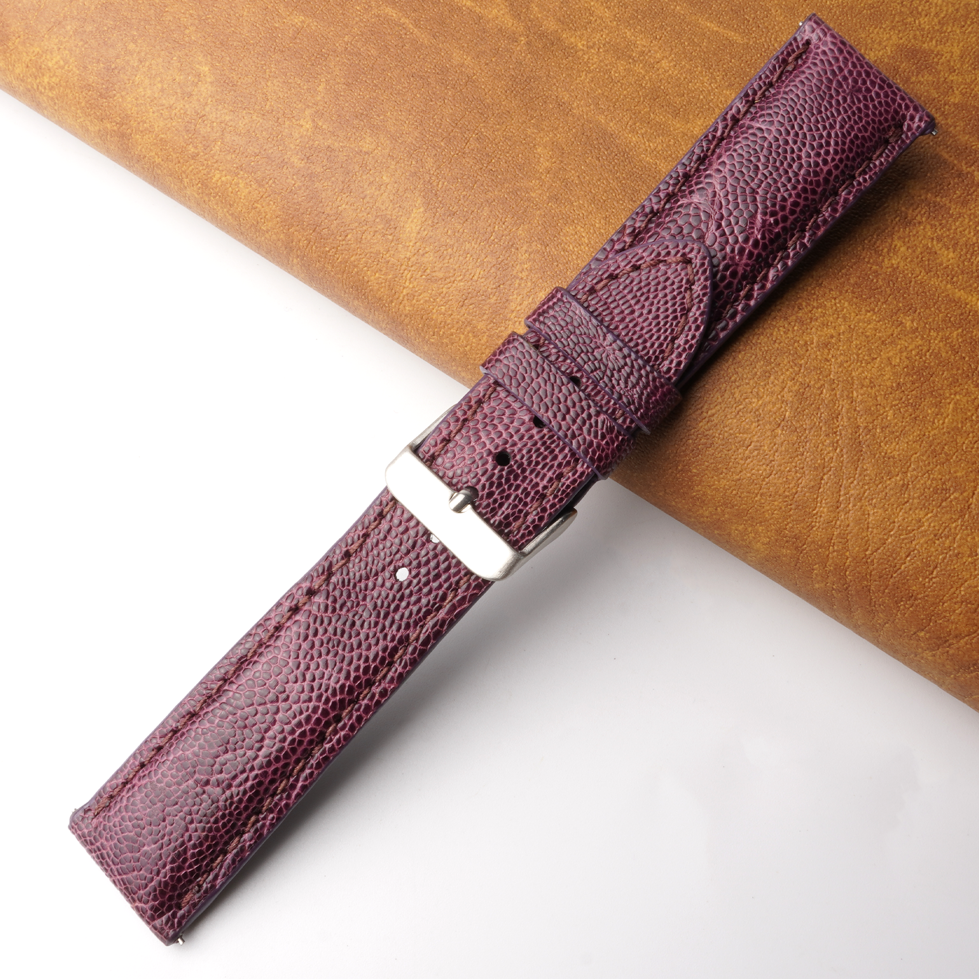 22mm Purple Unique Ostrich Leather Watch Band For Men | DH-170U