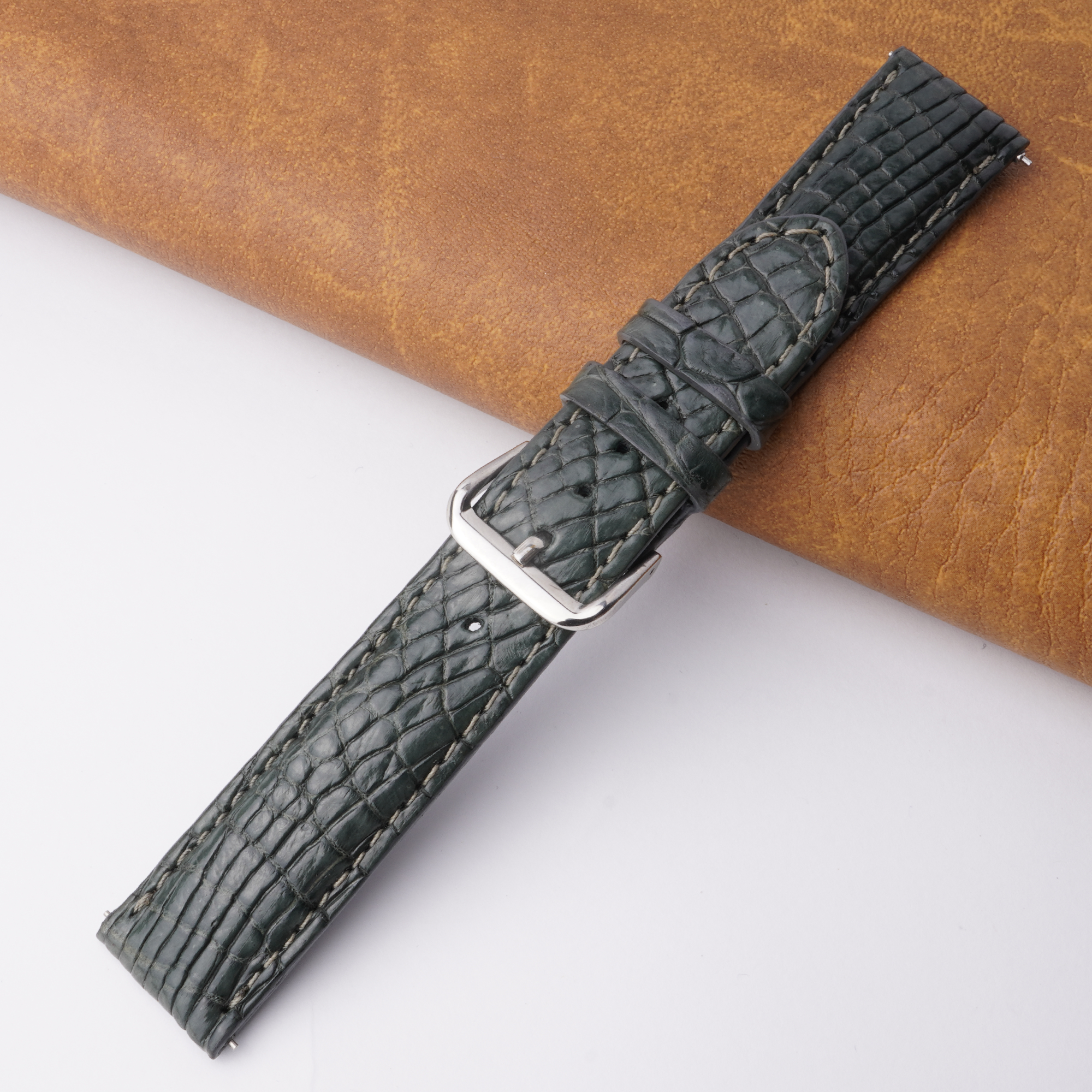 20mm Grey Unique Pattern Alligator Leather Watch Band For Men DH-02C