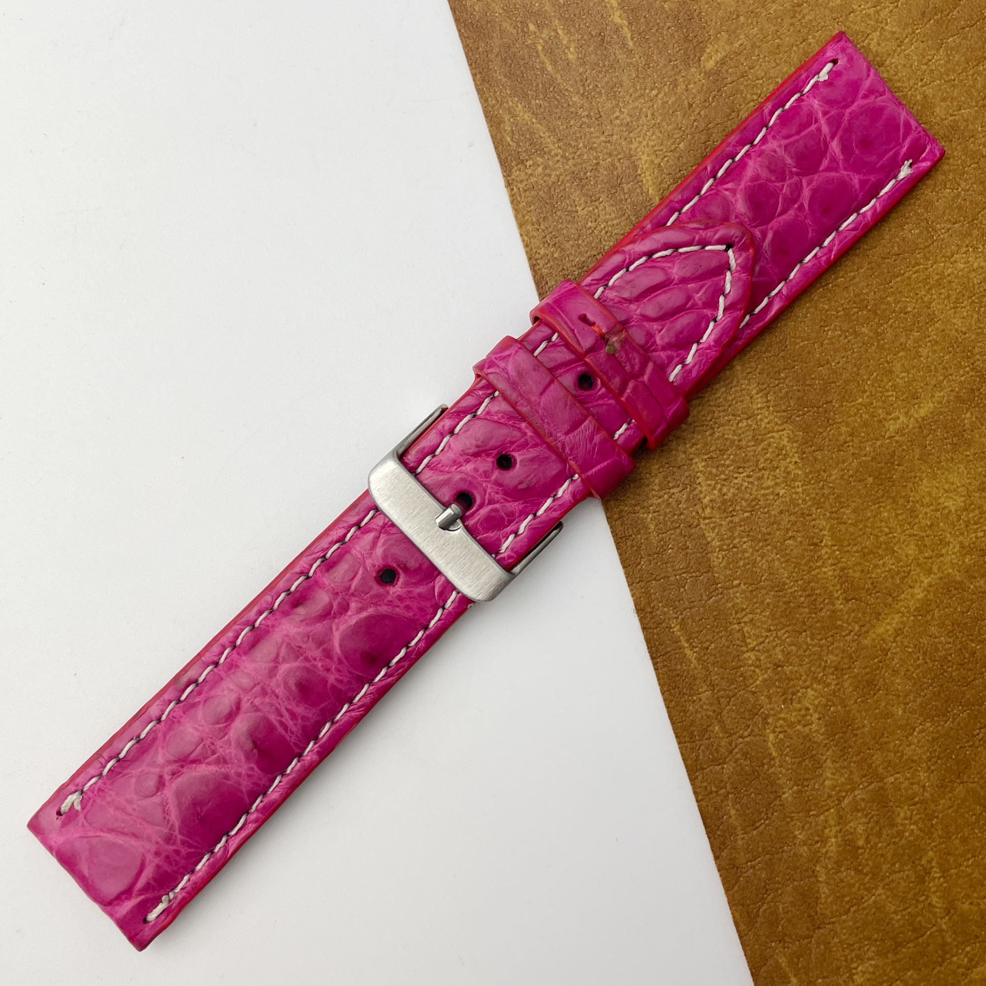 Pink Unique Texture Alligator Watch Band For Men 