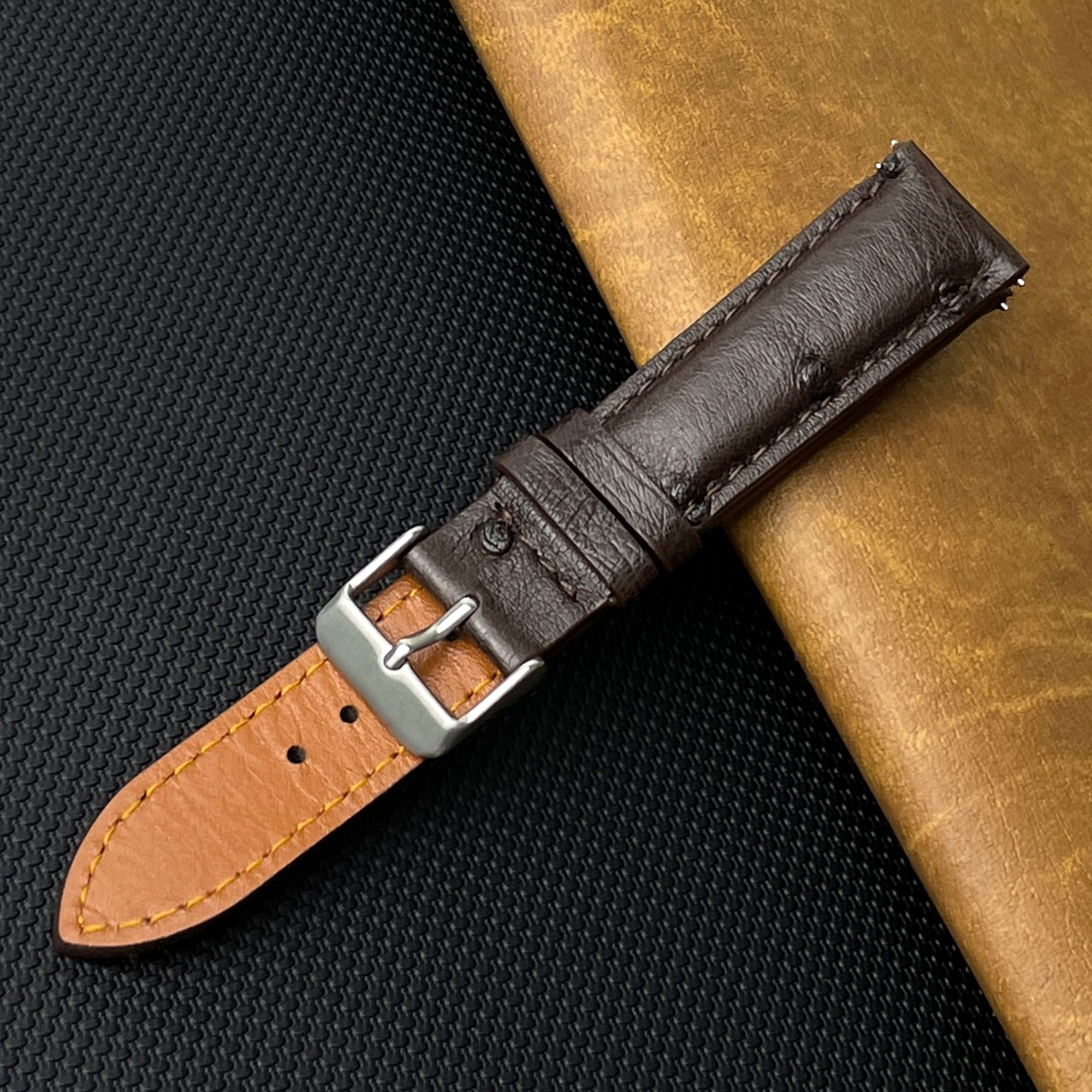 Dark Brown Genuine Ostrich Watch Strap Quick Release